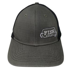 Fish Snapback Trucker Cap Green One Size Adjustable Mesh Back 6 Panel Dri-Druck